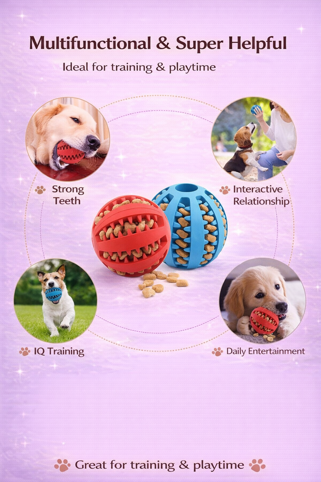 Interactive dog treat ball