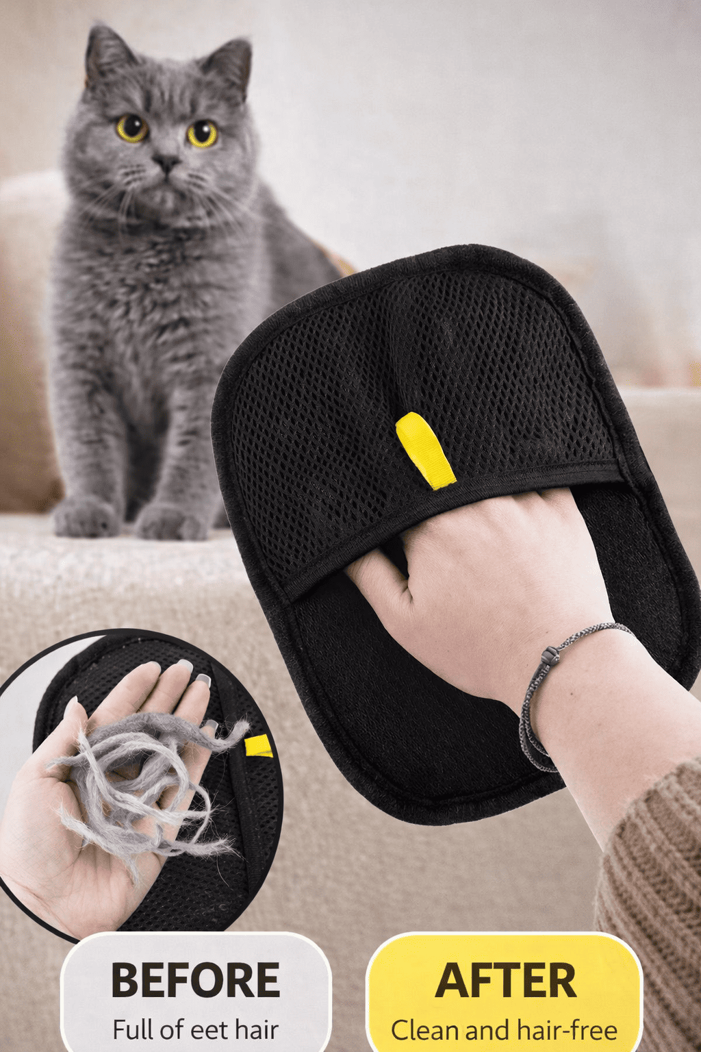 Pet hair removal glove